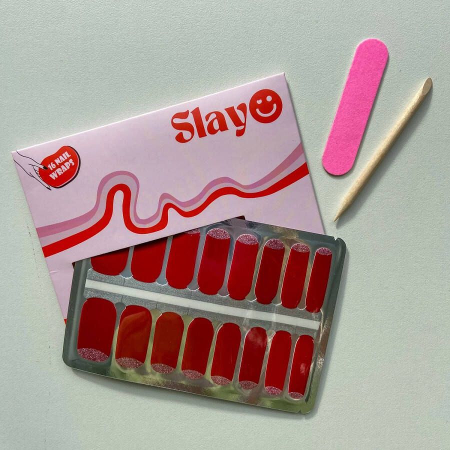 Slayo Nail Wraps -- Rosy Rouge -- Nagel Wraps Nail Stickers Nail Art Stickers Nagelstickers GEEN lamp nodig