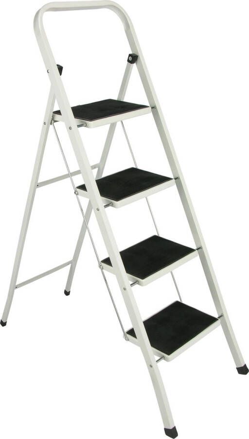 SleepDay Huishoudtrap 4 Treden Keukentrap Inklapbaar PP-Antislip Max. Werkhoogte 95cm