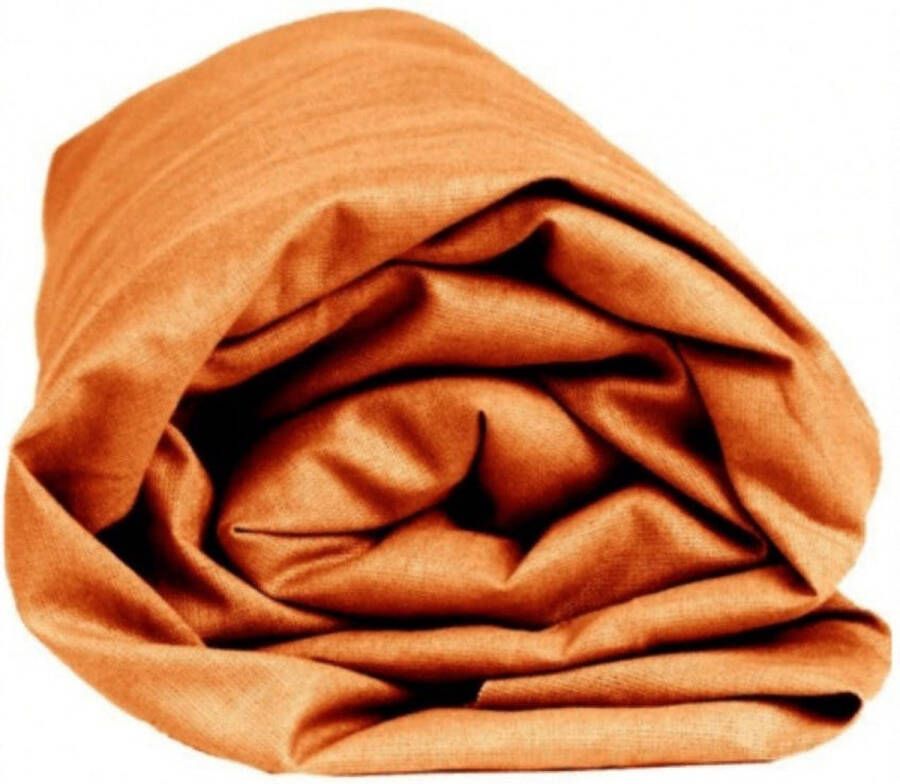 Sleepnight Hoeslaken Oranje Jersey LP843249 B 100 x L 200 cm Eenpersoons Strijkvrij