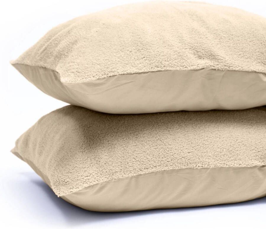 Sleeps Zachte Teddy Kussenslopen Taupe 60x70 cm 2 Stuks Teddy zacht