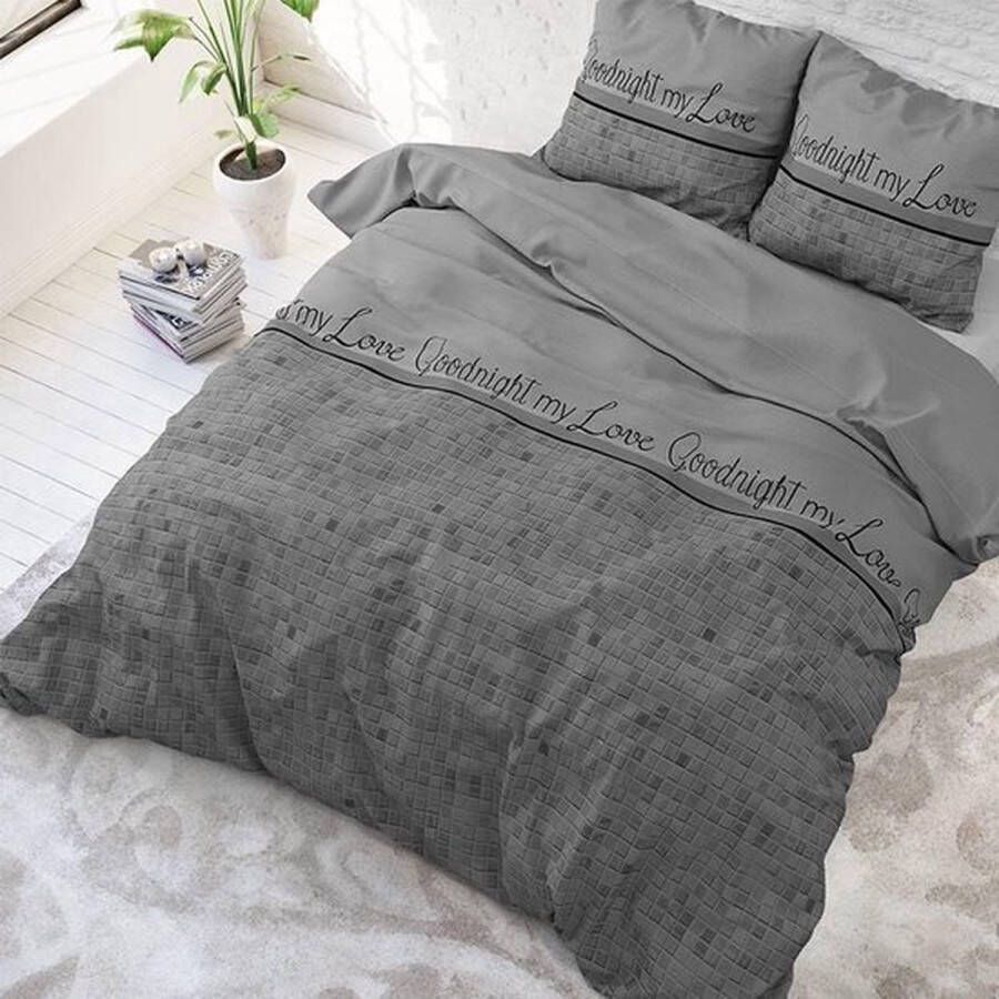 Sleeptime Goodnight my Love Dekbedovertrekset Lits jumeaux + 2 kussenslopen 60x70 cm Grey