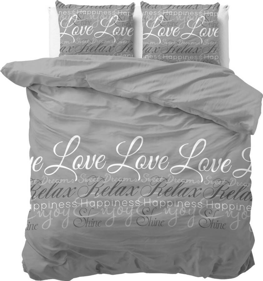 Sleeptime Love and Relax Dekbedovertrekset Lits-Jumeaux 240x200 220 + 2 kussenslopen 60x70 Grijs