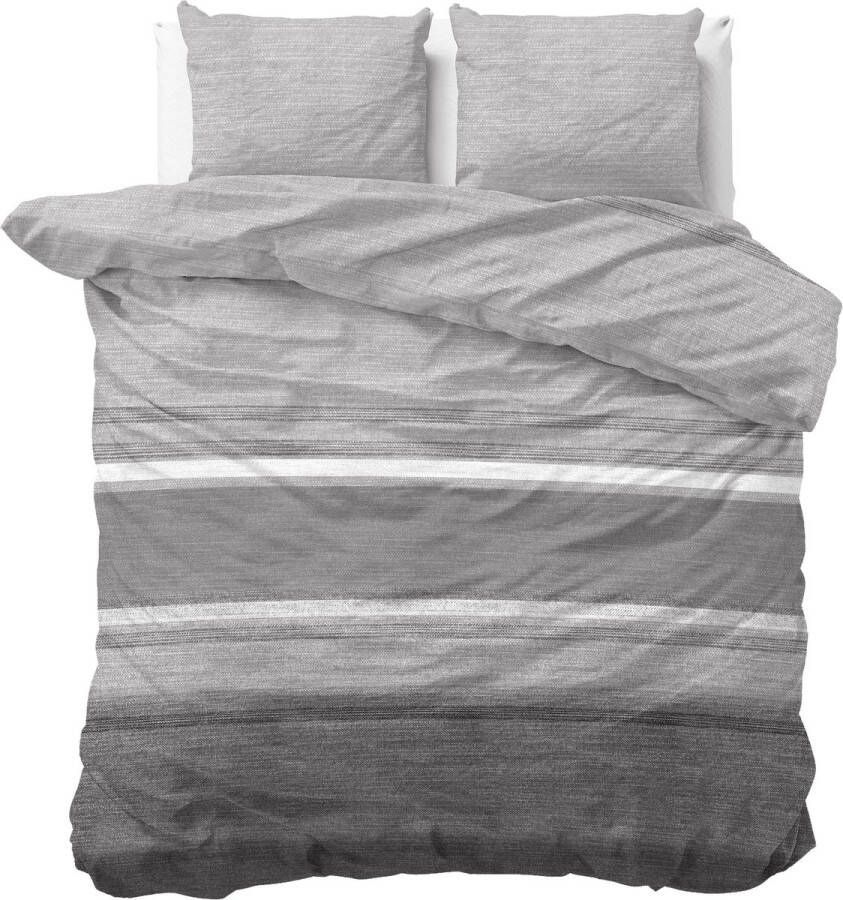 Sleeptime Dekbedovertrek Stone Stripe Met knoopsluiting incl. kussenslopen Grijs Lits-jimeaux 240 x 220 cm + 2 slopen