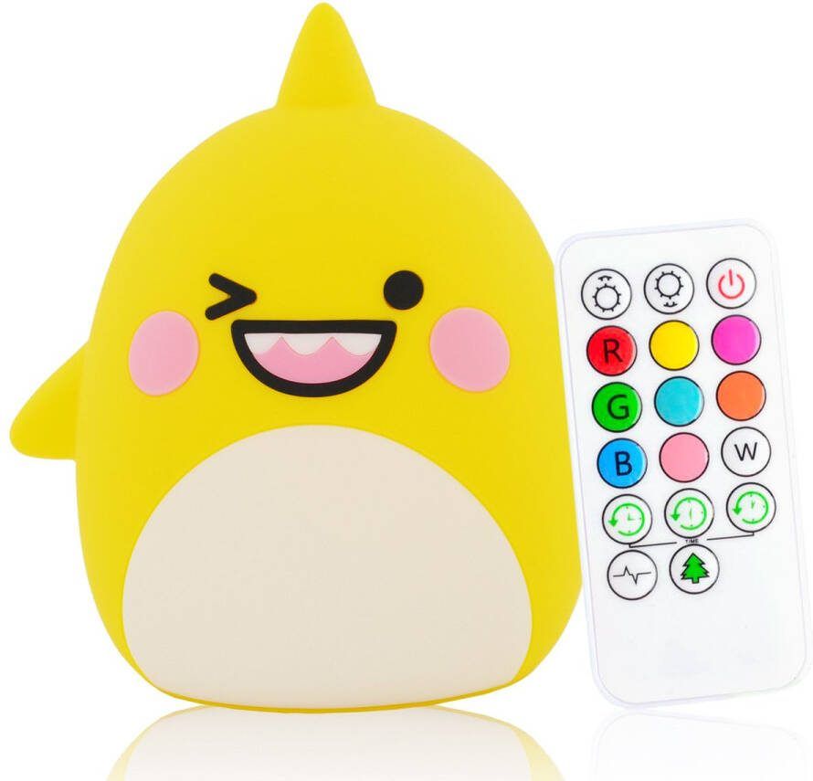 Sleepy Friends Sleepy Friends Kinder Nachtlampje Haaitje Nachtlampje Baby 8 Kleuren Nachtlampje Kinderen USB Oplaadbaar Dimbaar Kinderlampje Babykamer Nachtlampjes Bedlampje