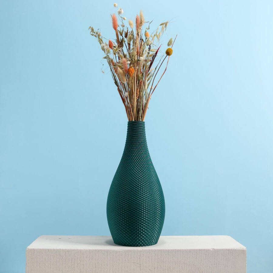 Slimprint Vaas ONYX voor Droogbloemen Opaal Groen 17.2 x 35 cm Plantaardig Kunststof