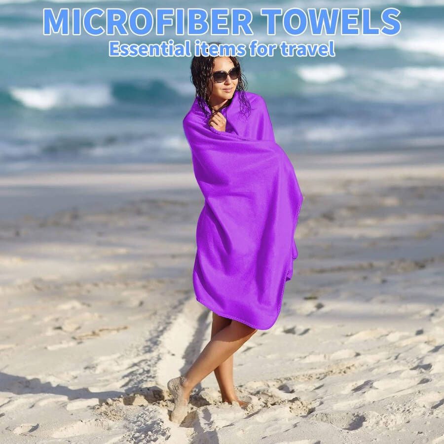 Sllwari Microvezel handdoekenset (badhanddoek en handdoek) compacte strandhanddoek sneldrogende microvezel handdoeken keuze uit 5 kleuren reishanddoek sporthanddoek ideaal voor fitness outdoor