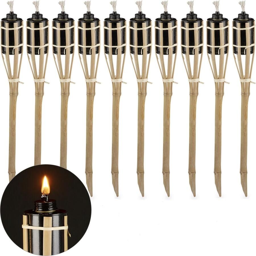 Sloddervos Bamboe Tuinfakkels Incl lont Navulbaar 10 stuks 60cm