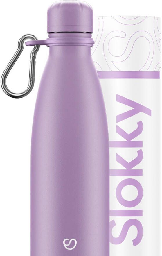 Slokky Pastel Purple Thermosfles Dop & Karabijnhaak 500ml