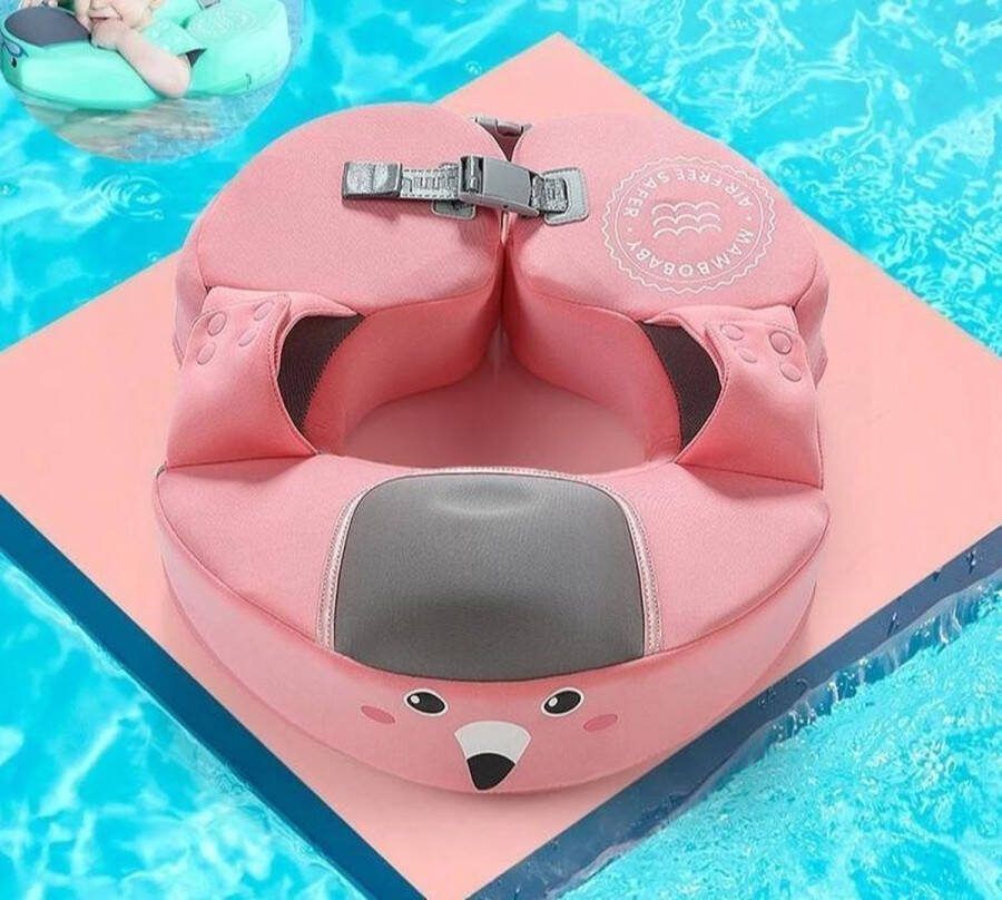 Mambobaby Babyveiligheid solide float upf 50 + uv luifel badspeelgoed [3d oksel flaot roze]