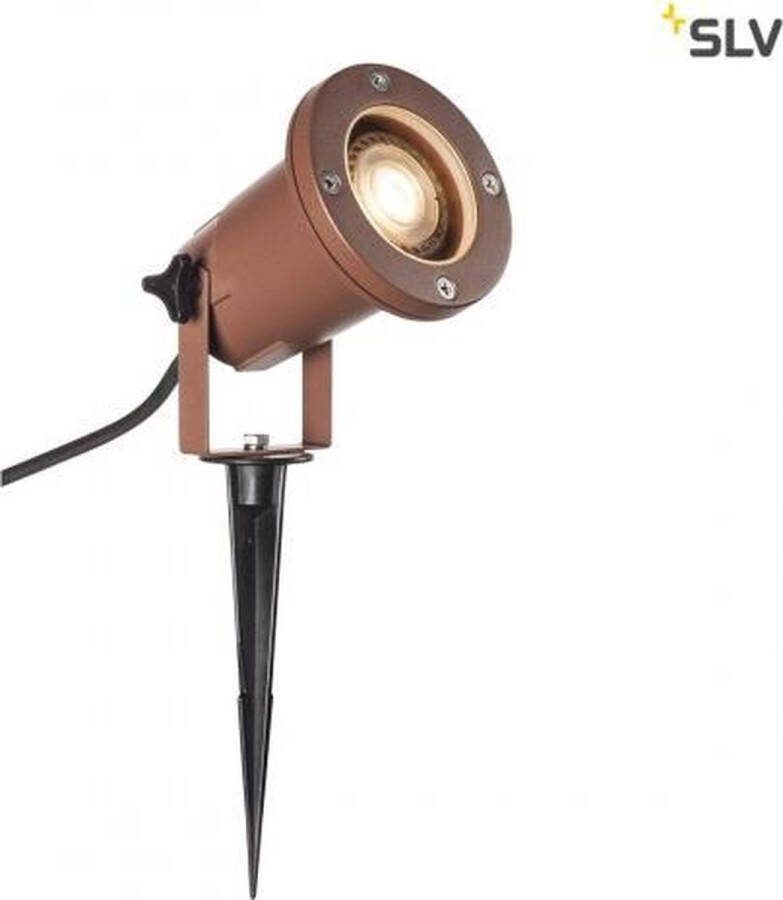 SLV Buitenspot Nautilus 15 inclusief 1 5 meter kabel met stekker GU10 Roest