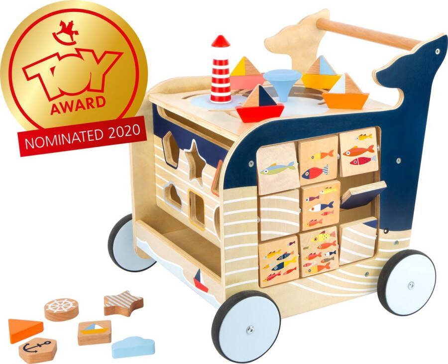 Small foot Houten Activiteiten Loopwagen Walvis