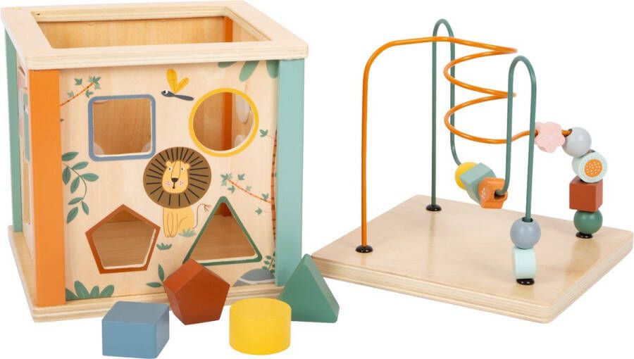 Small Foot Company Activiteiten kubus ''Safari'' kralenspiraal Houten speelgoed vanaf 1 jaar