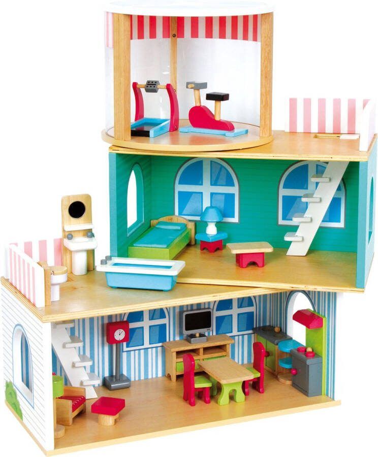 Small Foot Company Poppenhuis 3 individuele elementen + 22 onderdelen Houten speelgoed vanaf 3 jaar