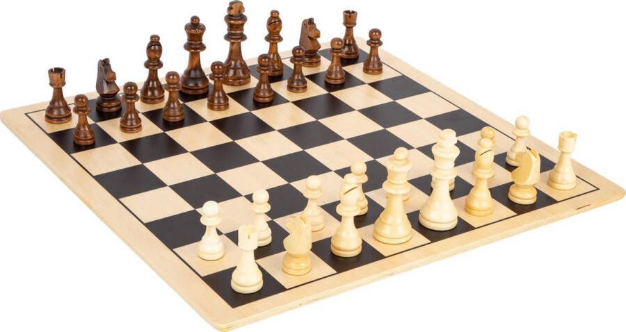 Small Foot dam- en schaakspel 45 cm hout beige bruin zwart wit