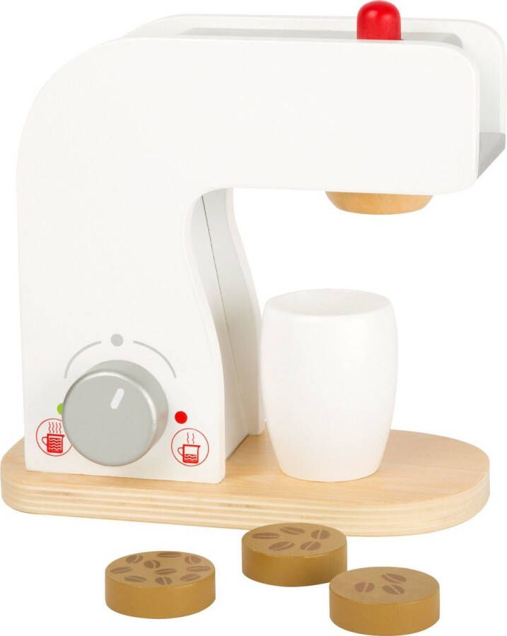 Small Foot Company Small Foot Houten Koffie machine voor speelkeukens Wit Peuterspeelgoed Koffieboontjes