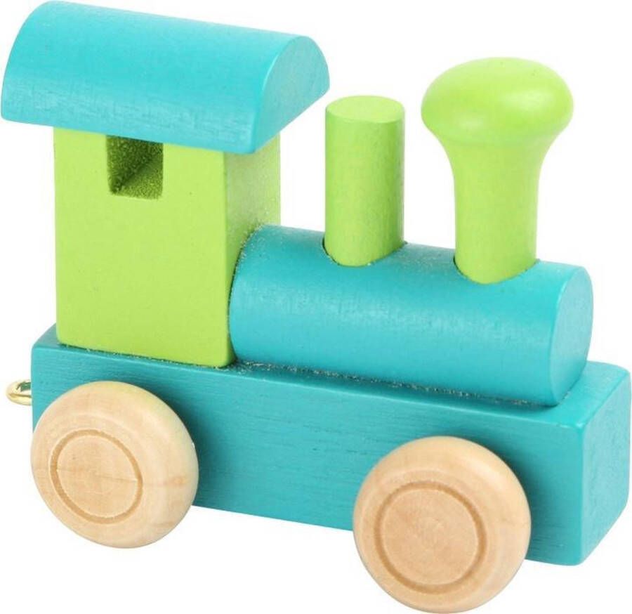 Small Foot Company Small Foot Locomotief Hout Groen blauw 7 X 3 X 5 Cm
