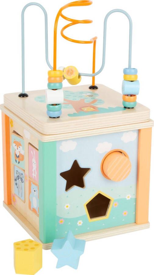 Small Foot Company Small Foot 5-in-1 Houten Speel Activiteiten Kubus Motoriek Babyspeelgoed Kinderspeelgoed Vormenstoof Kralenspiraal