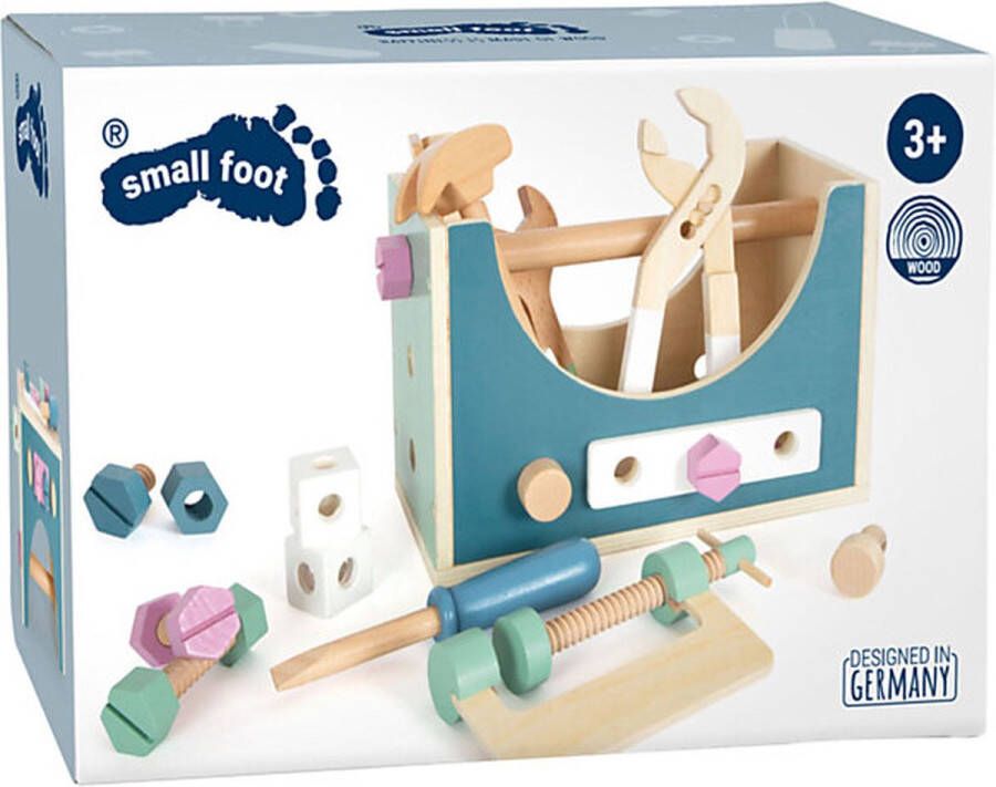 Small Foot Company Small Foot Houten kinder gereedschap 2-in-1 gereedschapskist Nordic Houten speelgoed vanaf 3 jaar