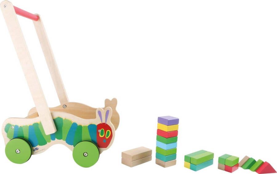 Small foot houten Loopwagen Rupsje Nooitgenoeg – met 22 kleurige speelblokken – vanaf 1 jaar