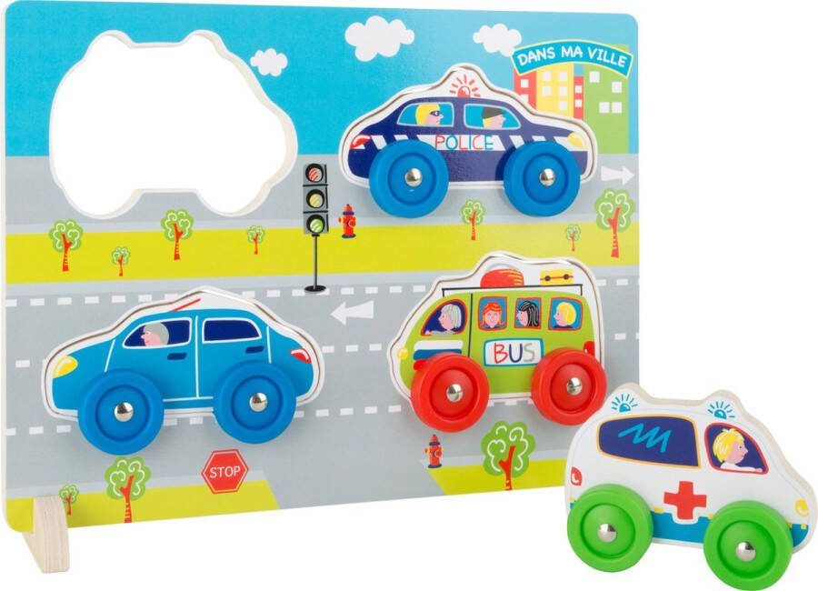Small foot Houten Vormenpuzzel Auto's 3d 4 Stukjes