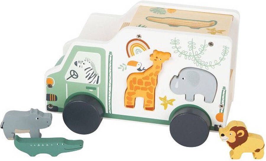 Small Foot Company Small foot | Houten speelgoed |vormenstoof | vormen | Babyspeelgoed | Safari | dieren speelgoedwagen |