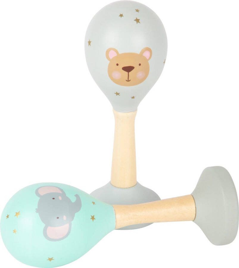 Small foot Houten Baby Rammelaar Maracas Dier Set van 2
