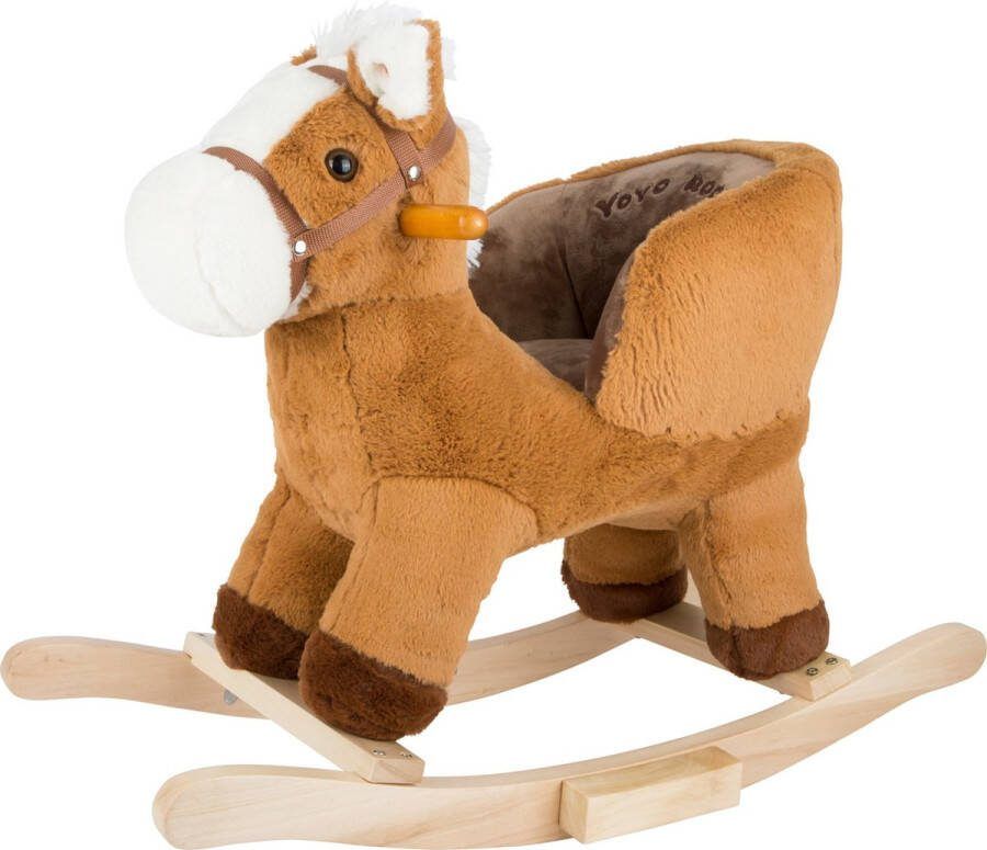 Small foot Houten Schommelpaard Bruin met Zitje en Geluid