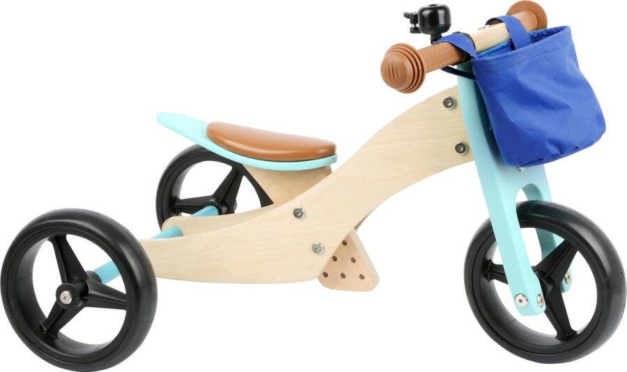 Small foot Houten Driewieler en Loopfiets 2in1 Turquoise