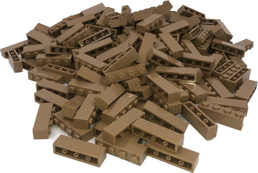 SmallBricks 100 Bouwstenen 1x4 Donkertan Compatibel met Lego Classic Keuze uit vele kleuren