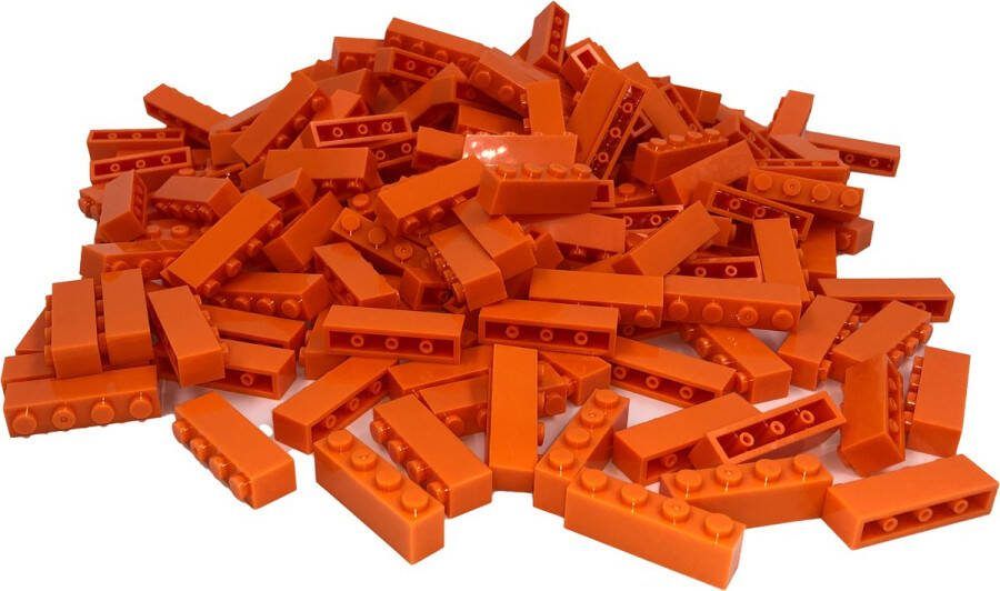SmallBricks 100 Bouwstenen 1x4 Oranje Compatibel met Lego Classic Keuze uit vele kleuren