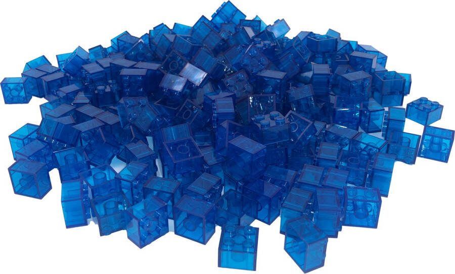 SmallBricks 100 Bouwstenen 2x2 Transparant Blauw Compatibel met Lego Classic Keuze uit vele kleuren