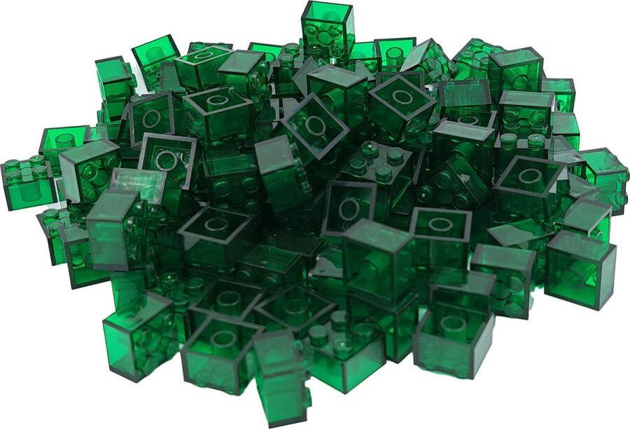 SmallBricks 100 Bouwstenen 2x2 Transparant Groen Compatibel met Lego Classic Keuze uit vele kleuren