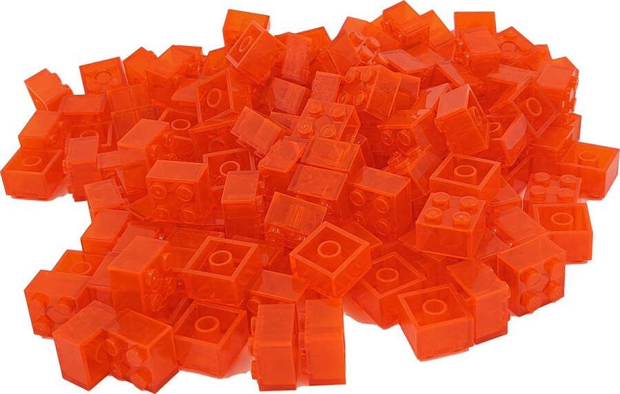 SmallBricks 100 Bouwstenen 2x2 Transparant Oranje Compatibel met Lego Classic Keuze uit vele kleuren