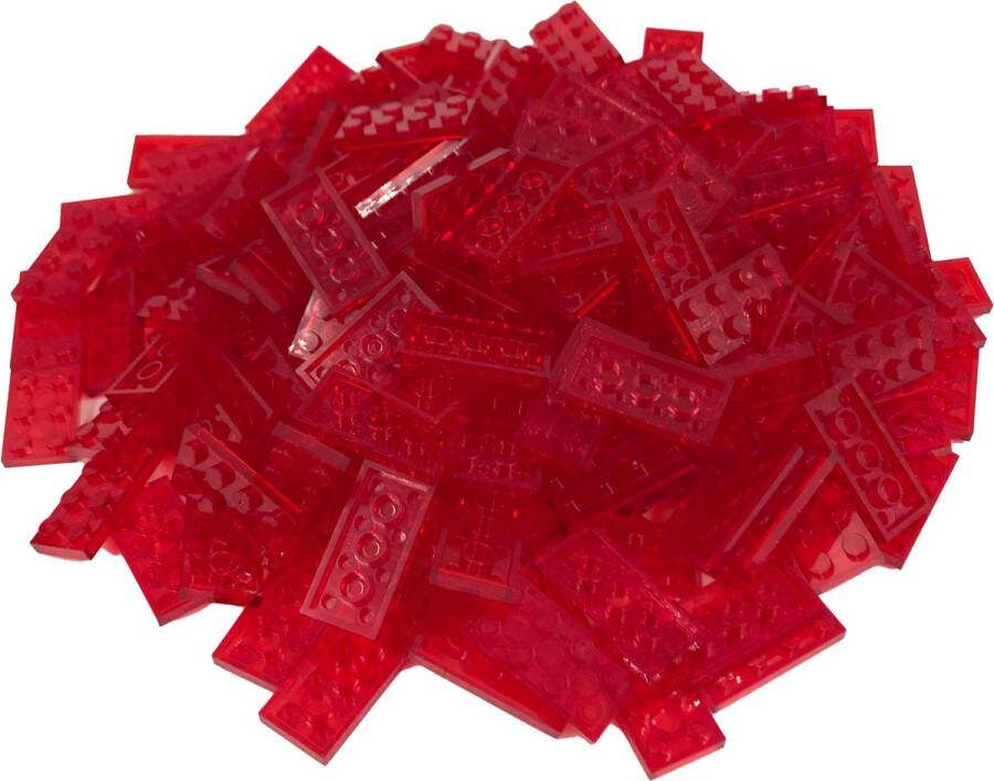 SmallBricks 100 Bouwstenen 2x4 plate Transparant Rood Compatibel met Lego Classic Keuze uit vele kleuren