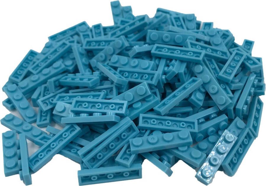 SmallBricks 200 Bouwstenen 1x4 plate Lichtblauw Compatibel met Lego Classic Keuze uit vele kleuren
