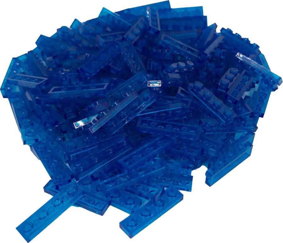 SmallBricks 200 Bouwstenen 1x4 plate Transparant Blauw Compatibel met Lego Classic Keuze uit vele kleuren
