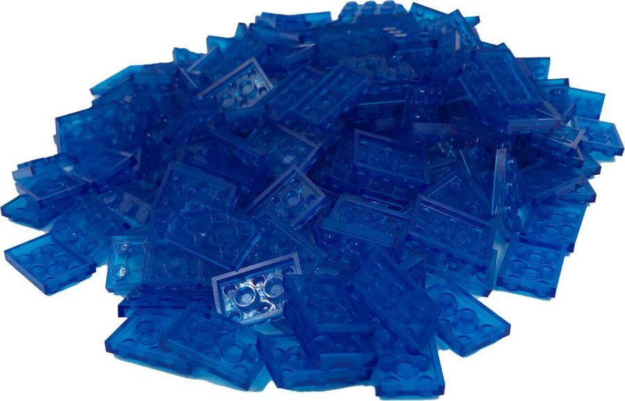SmallBricks 200 Bouwstenen 2x3 plate Transparant Blauw Compatibel met Lego Classic Keuze uit vele kleuren