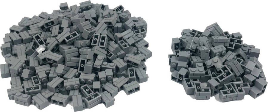 SmallBricks 200 Bouwstenen 1x2 steenmotief + 50 hoekstukken Lichtgrijs Compatibel met Lego Classic Keuze uit vele kleuren