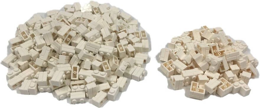 SmallBricks 200 Bouwstenen 1x2 steenmotief + 50 hoekstukken Wit Compatibel met Lego Classic Keuze uit vele kleuren