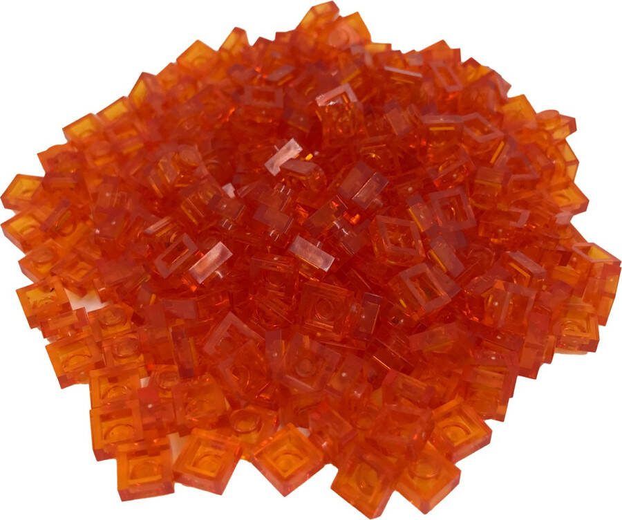 SmallBricks 400 Bouwstenen 1x1 plate Transparant Oranje Compatibel met Lego Classic Keuze uit vele kleuren