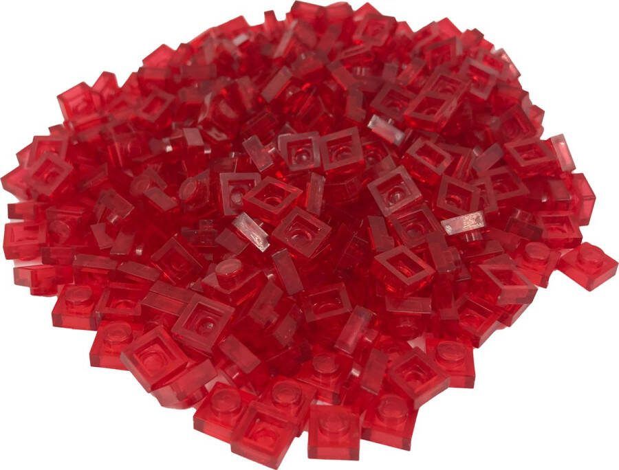 SmallBricks 400 Bouwstenen 1x1 plate Transparant Rood Compatibel met Lego Classic Keuze uit vele kleuren