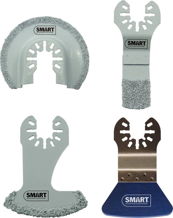 SMART Blades Wolfraam Multitool Zaagbladen Set Voegen Tegels Beton Gips 4-Delig