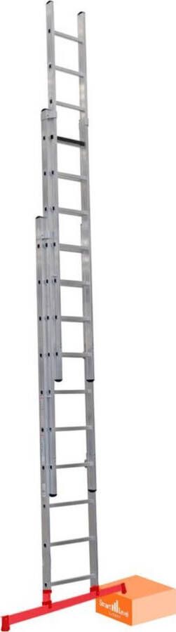 Smart Level Ladder Pro Schuifladder met Levelingssysteem |3 delig 3x10 treden Leveling System Aluminium Anti slip EN 131-1 + 2 NEN 2484 TÜV en GS gecertificeerd