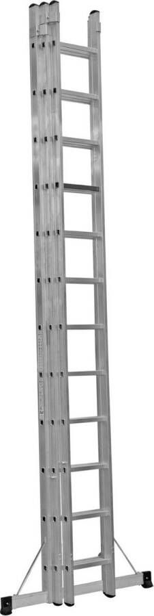 Smart Level Ladder Professionele Schuifladder 3-delig 3x12 treden |Aluminium Anti slip EN 131-1 + 2 NEN 2484 TÜV en GS gecertificeerd