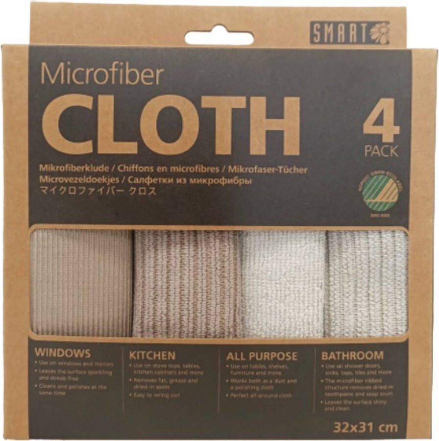 Smart Microvezel Schoonmaakdoekjes Grijs Beige 4st