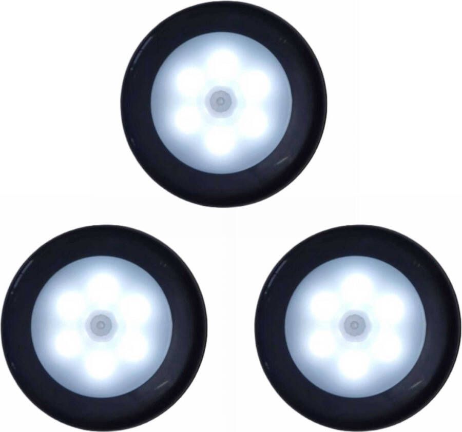 Smart tone 3x LED Nachtlampje met Bewegingssensor INCL. Batterijen Babykamer Nachtlampjes met bewegingssensor Kastverlichting met Sensor Trapverlichting Draadloze Verlichting Koud Wit Licht