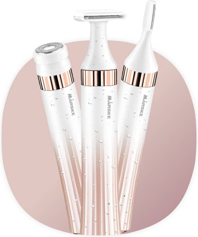 Smart-Tech 3 In 1 Ladyshave Ontharingsapparaat Haarverwijderaar Scheerapparaat Voor Nat En Droog Scheren Bikini Trimmer Voor Vrouwen Rose Gold