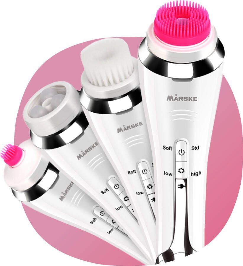 Smart-Tech Elektrische Gezichtsreiniger Huidverzorging 5-in-1 Oplaadbaar Waterdicht Gezichtsborstel Make Up Remover Massage
