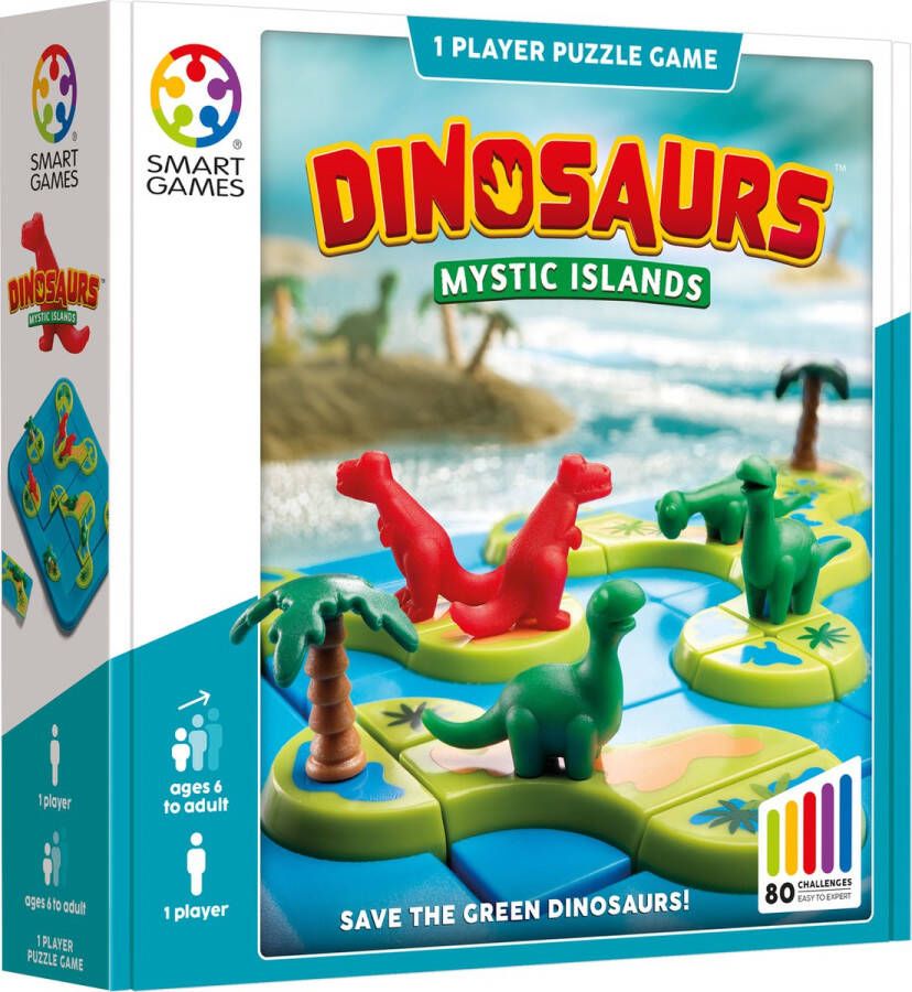 SmartGames Dinosaurs Mystic Islands 80 opdrachten Breinbreker Dinosaurus speelgoed