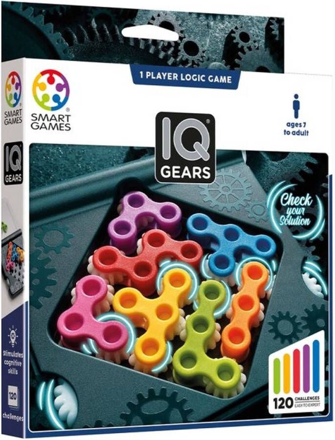 SmartGames IQ Gears 120 opdrachten denkspel met tandwielen